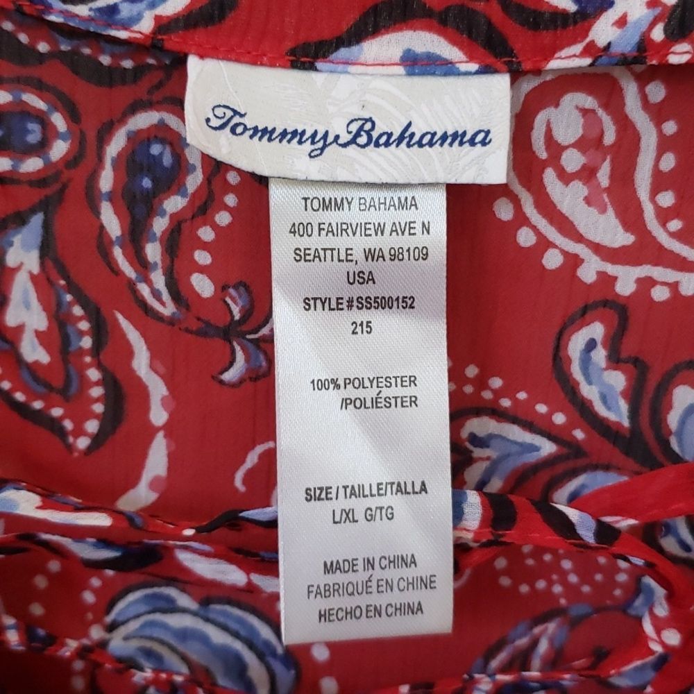 Tommy Bahama Red Paisley Swim Coverup - Picture 2 of 4